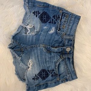 High Waisted Dark Blue Jean Shorts